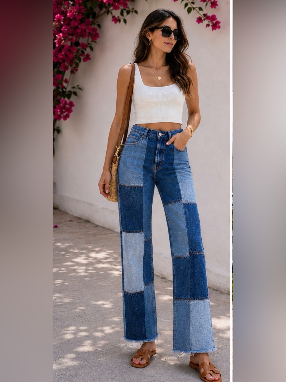 NWT Re/Done X Levi’s Amina Muaddi Patchwork Jean Indigo Size 26 - Picture 2 of 16